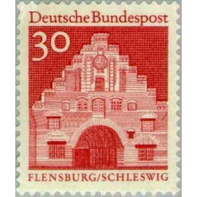 1 عدد تمبر سری پستی ساختمانها آلمان از قرن دوازدهم - 30 فنیک - جمهوری فدرال آلمان 1966