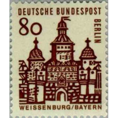 1 عدد تمبر سری پستی - ساختمانهای قرن دوازدهم آلمان - 80 فنیک -برلین آلمان 1964