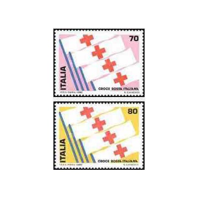 2 عدد تمبر صلیب سرخ ایتالیا - ایتالیا 1980   