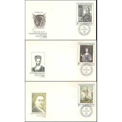 3 عدد پاکت مهر روز تمبر نقاشی هایی از گالری ملی در پراگ - چک اسلواکی 1966  ارزش تمبرها 16 دلار