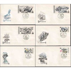 6 عدد پاکت مهر روز تمبر بیستمین سالگرد پارک ملی تاترا - چک اسلواکی 1969  ارزش تمبرها 4 دلار