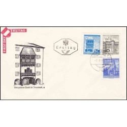 پاکت مهر روز تمبر سری پستی بناهای معماری در اتریش - 6.4s و 5.5s و 1.8s- اتریش 1960