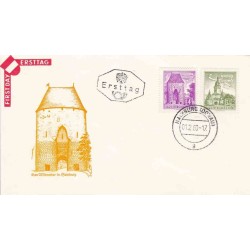 پاکت مهر روز تمبر سری پستی بناهای معماری در اتریش - 3.4s و 4s- اتریش 1960