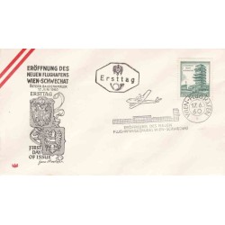 پاکت مهر روز تمبر سری پستی بناهای معماری در اتریش - فرودگاه وین - 4.5s - اتریش 1960 ارزش تمبر 1.6 دلار