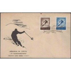پاکت مهر روز تمبر دوازدهمین دوره اسکی یادبود برونیسلاو چک و هلنا ماروسارزونا - لهستان 1957