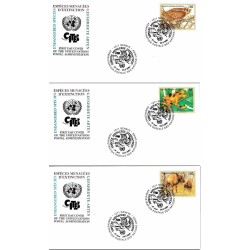 3 عدد پاکت مهر روز تمبر گونه های در معرض تهدید - ژنو سازمان ملل 1995