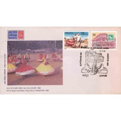 پاکت مهر روز تمبر نمایشگاه فیلاتلیک INPEX '86، جیپور- هند 1986 ارزش تمبر 3.8 دلار