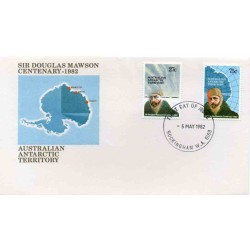 پاکت مهر روز تمبر صدمین سالگرد تولد سر داگلاس ماوسون - کاوشگر قطب جنوب - قطب جنوب استرالیا 1982