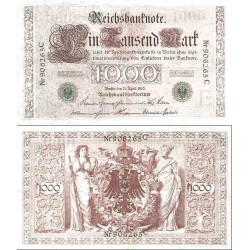 اسکناس 1000 مارک آلمان  1910 سریال تیره مهر سبز - سفارشی